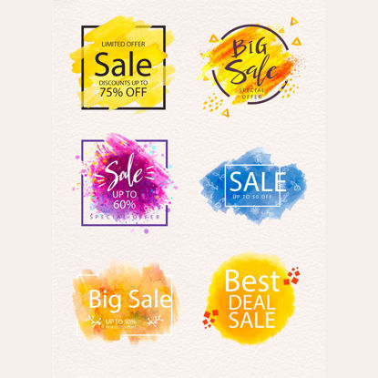 Watercolour On Sale Promotion Tags AI Vector