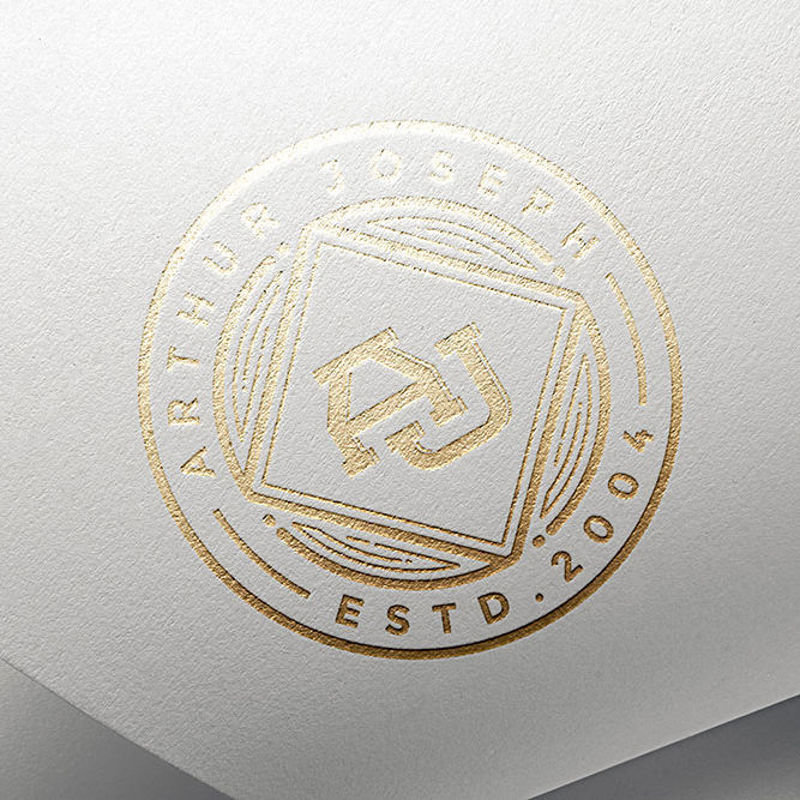 Gold bronzing logo mockup on paper