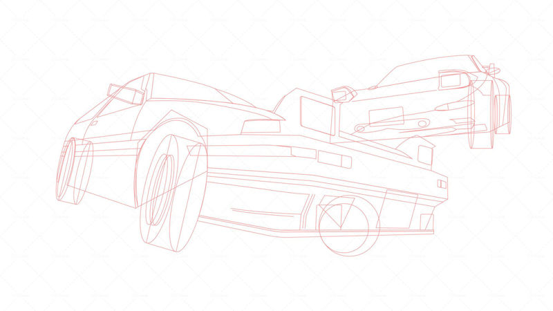 Initial D Car vector illustration Initial Lines