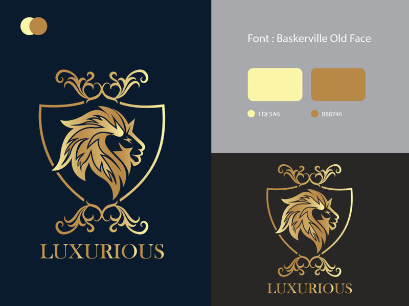 Lion Head Luxury Logo Design Concept Template