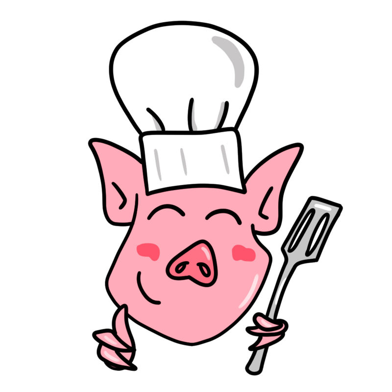 A cartoon pig as a chef