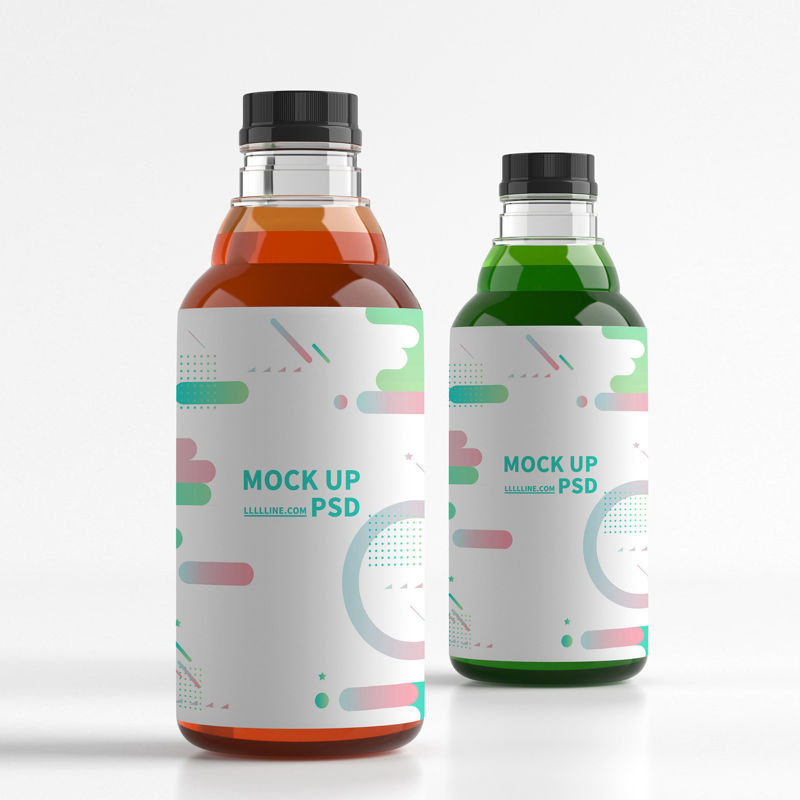 Plastic beverage bottle packaging mockup
