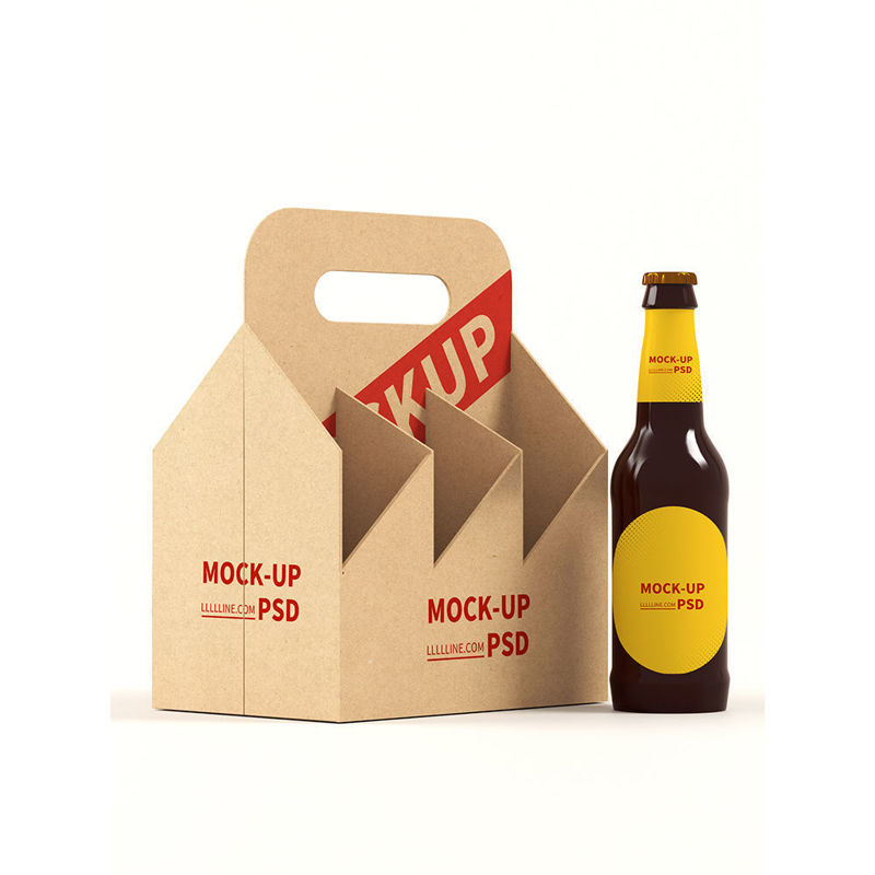 mockup of portable beer packing box in restaurant