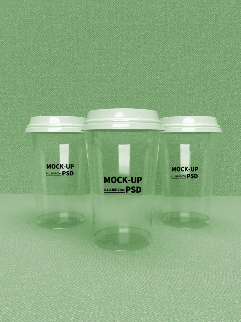 Transparent disposable beverage cup mockup