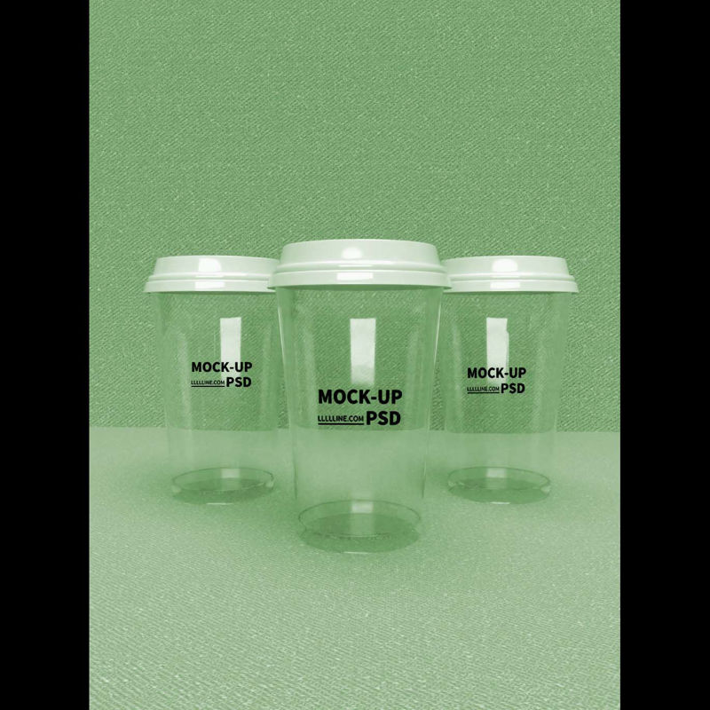 Transparent disposable beverage cup mockup