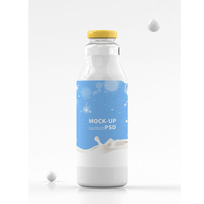 milk glass bottle packaging mockup in restaurant