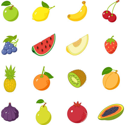Apple, lemon, banana, cherry, grape, Hami melon, watermelon, strawberry, pineapple, kiwi vector