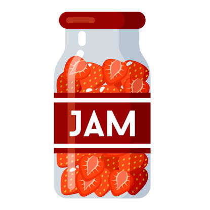 Canned strawberry jam vector