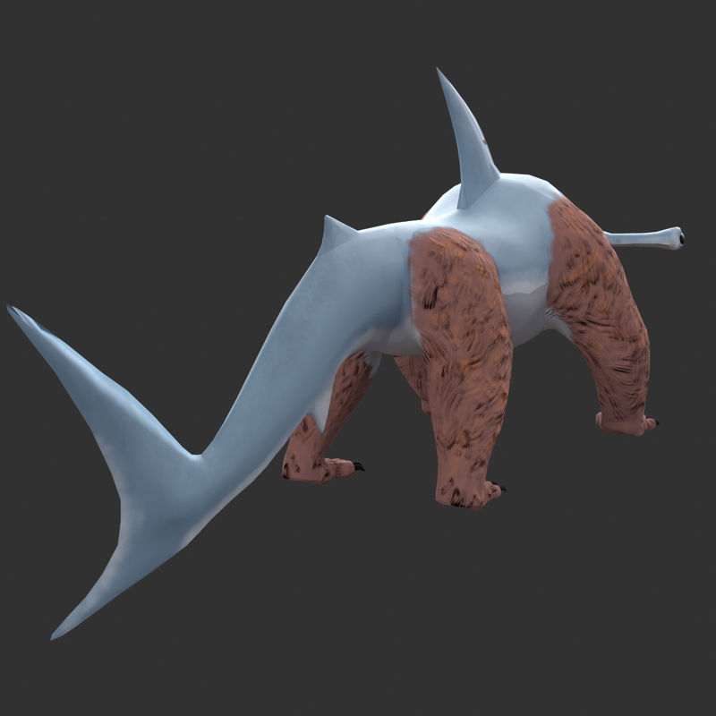 Hammerhead BearShark Optimized Creature Character 3D-model