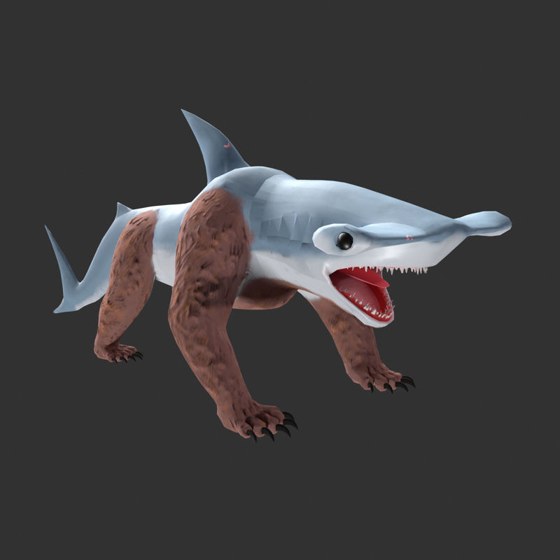 Hammerhead BearShark Оптимизированный персонаж существа 3d модель