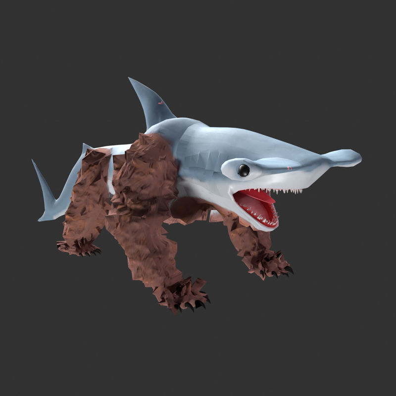 Hammerhead BearShark Оптимизированный персонаж существа 3d модель