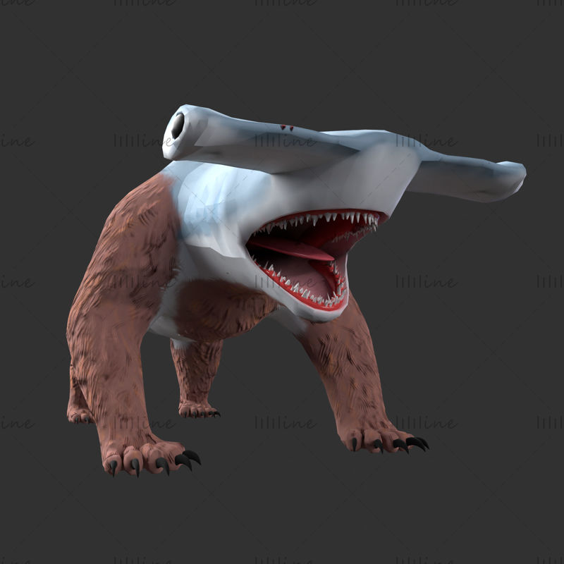 Hammerhead BearShark optimalizált lény karakter 3d modell