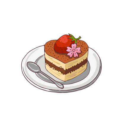 Strawberry fruit cake vector