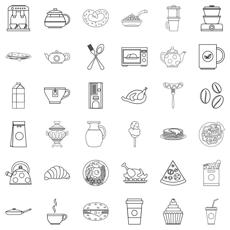 36 kinds of food vector ICON