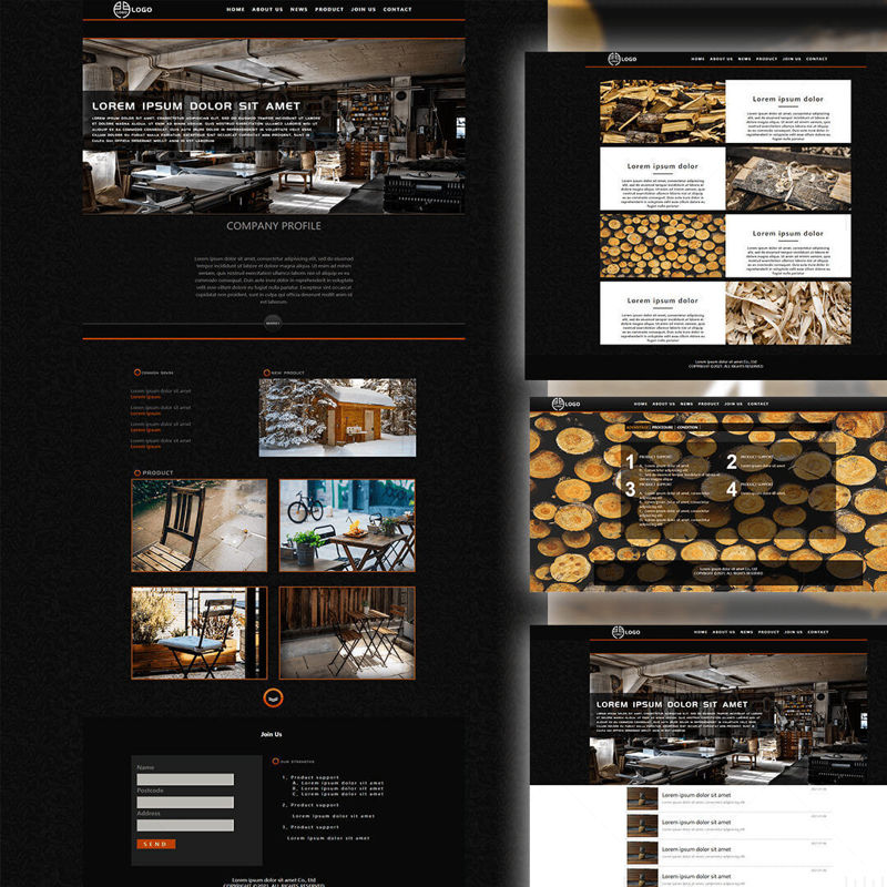 Black style company HTML website template multi function multi page can be edited