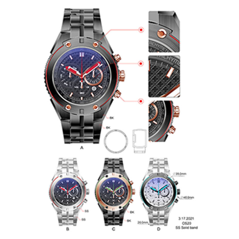 Stainless steel watch graphic design color picture