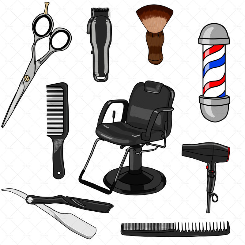 barber tools art