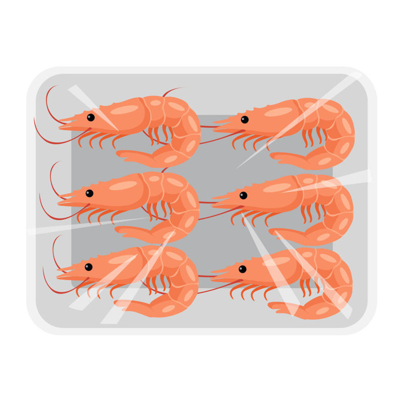 Vector supermarket shrimp seafood food ingredients
