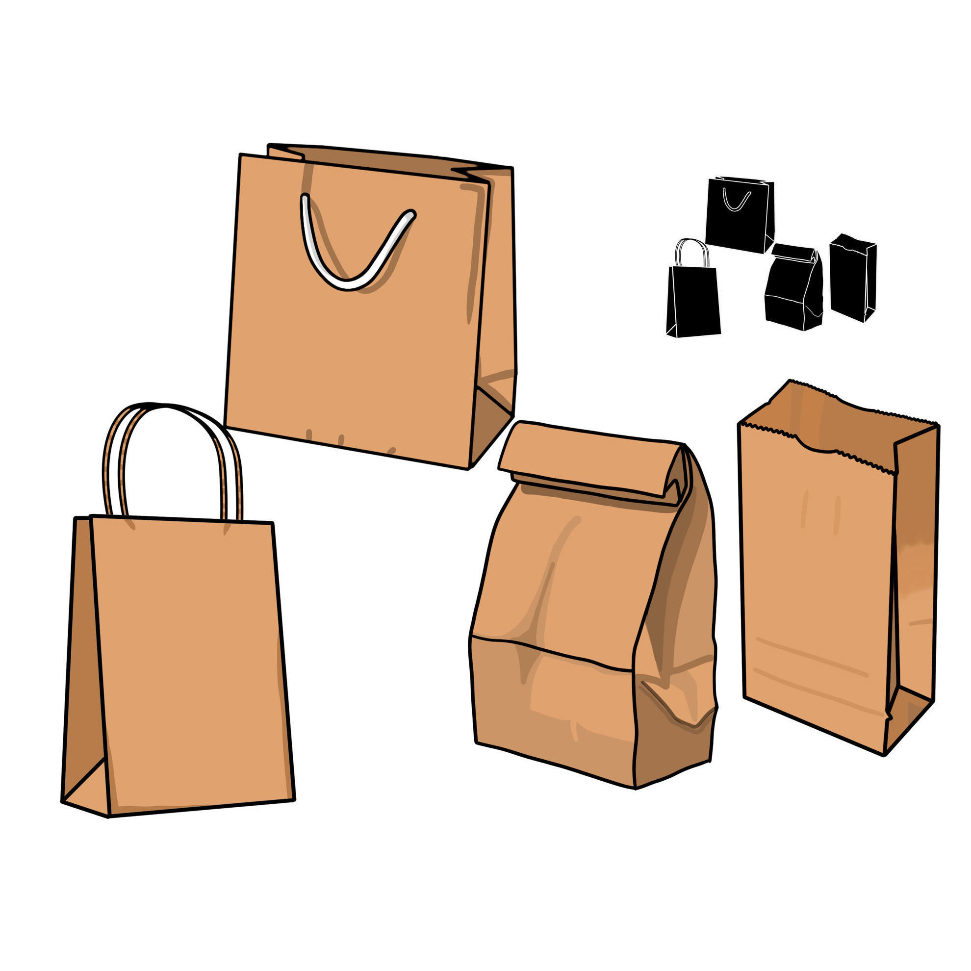 Drawings of paper bags