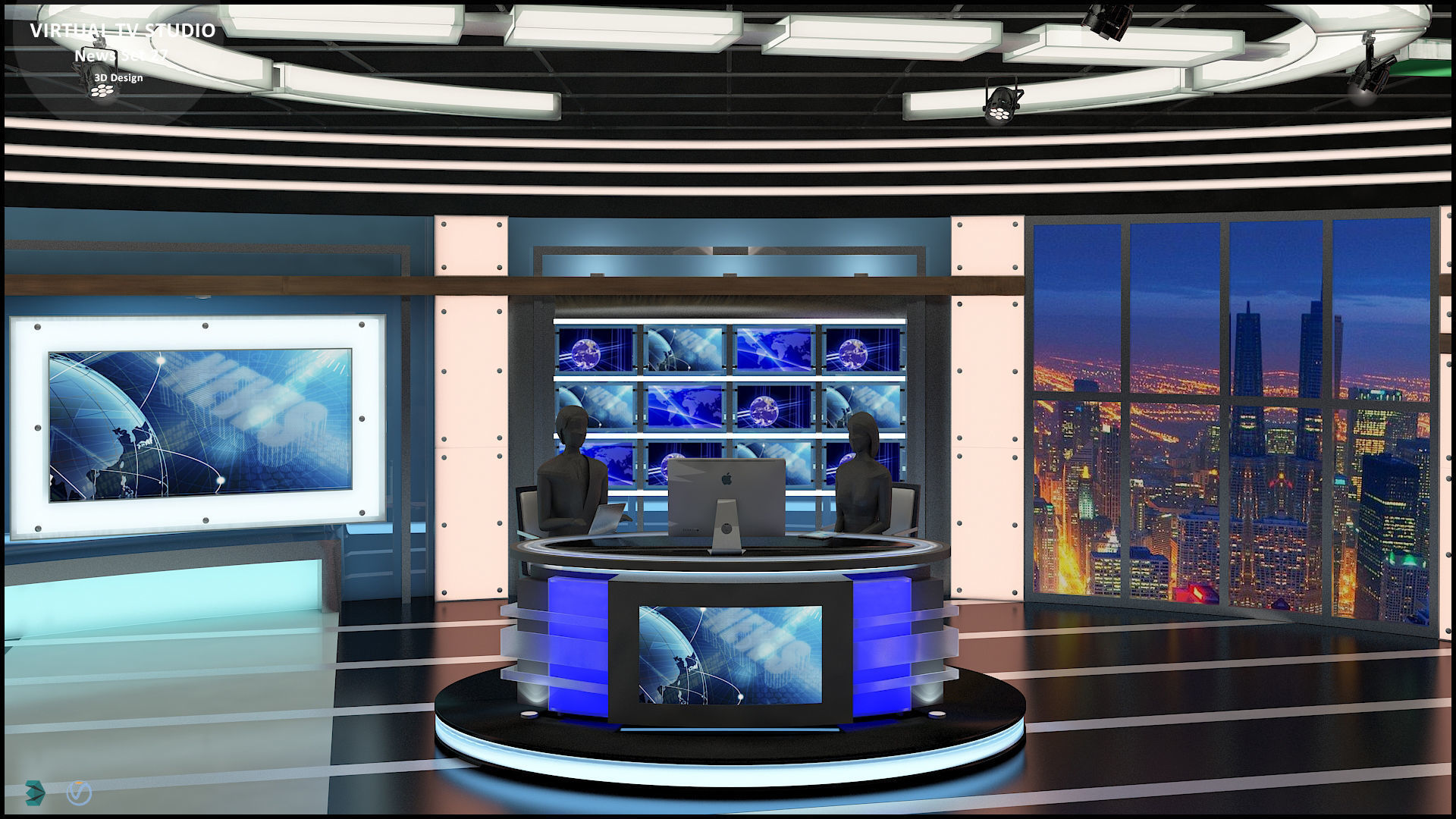 Virtual TV Studio News Set 27