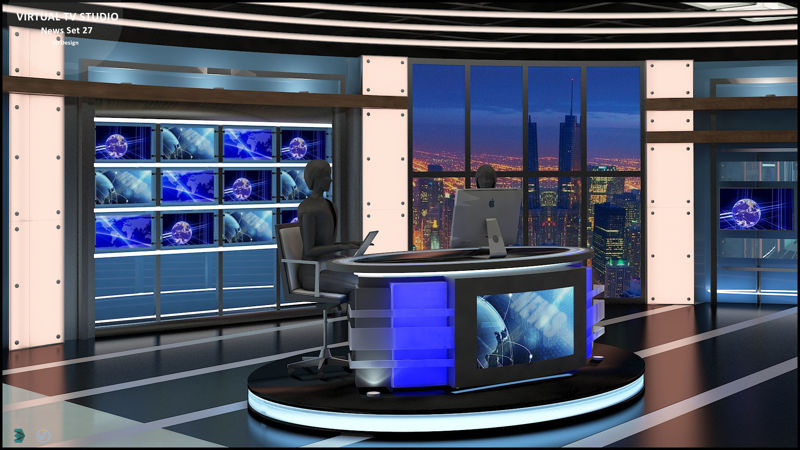 Virtual TV Studio News Set 27
