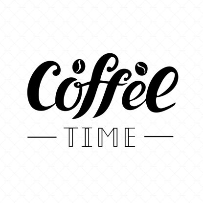 Coffee time digital hand lettering. Logo for business
