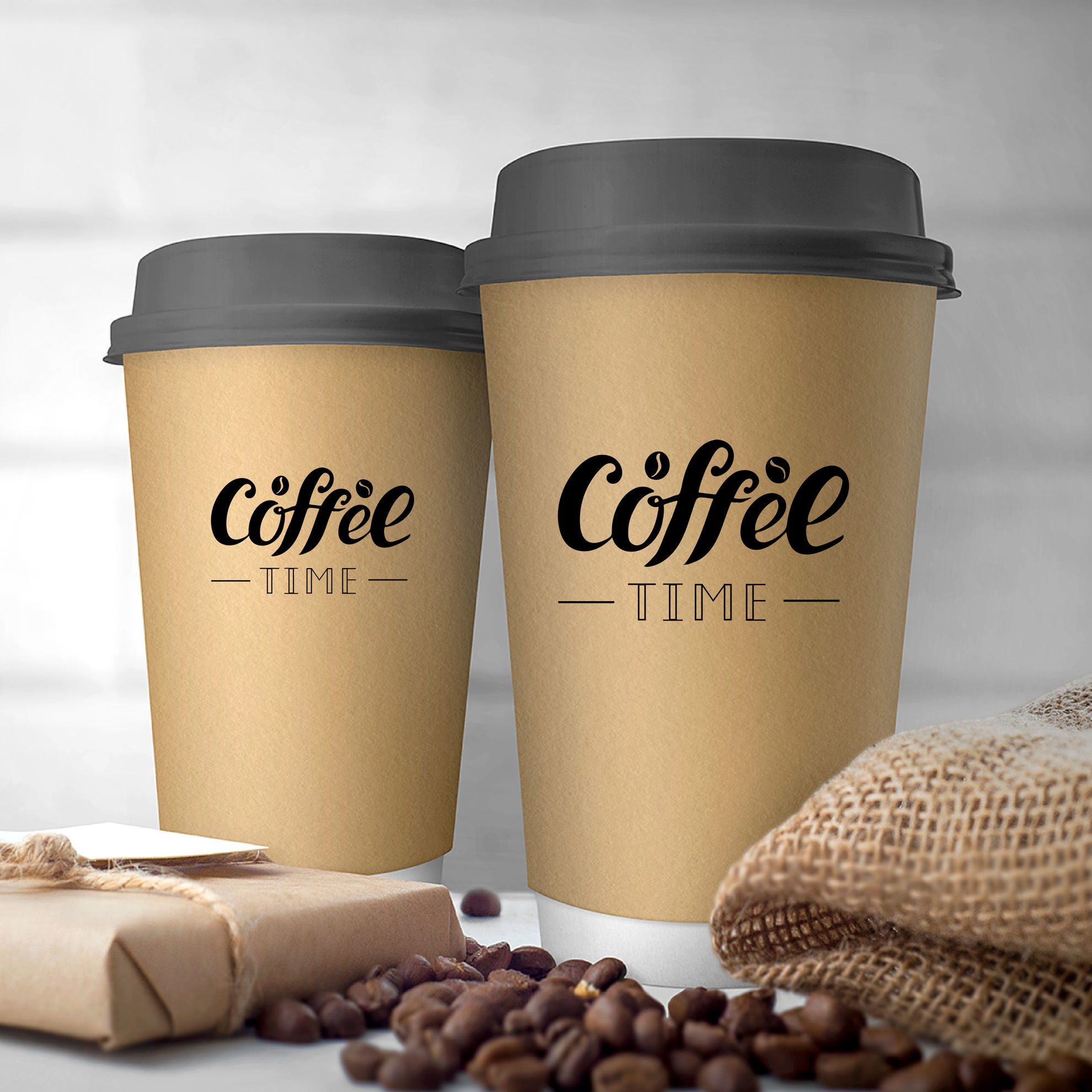 Coffee time. Vector digital hand lettering