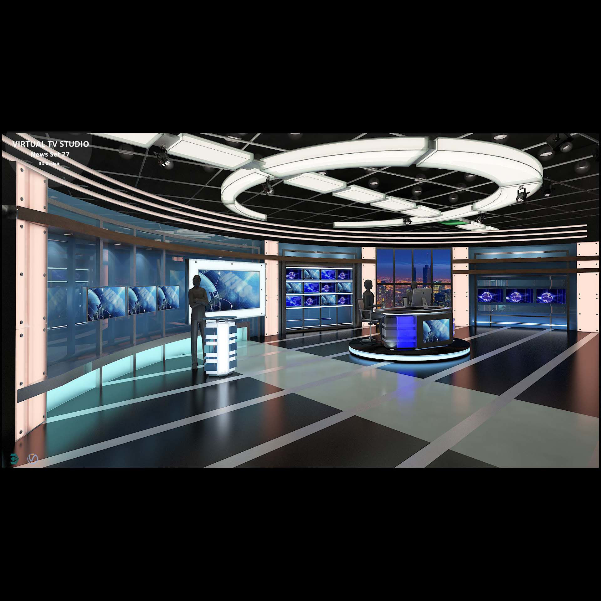 Virtual TV Studio News Set 27