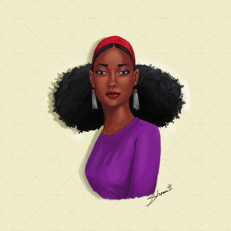 Afro Girl Digital Painting