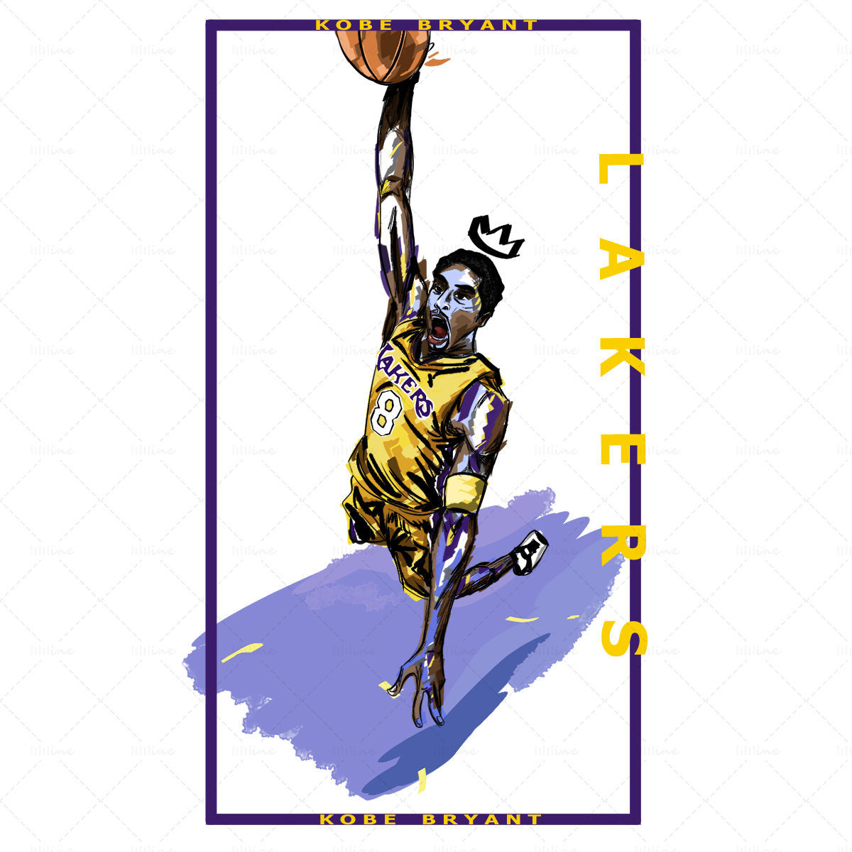 Digital png painting of Kobe Bryant portrait from artist