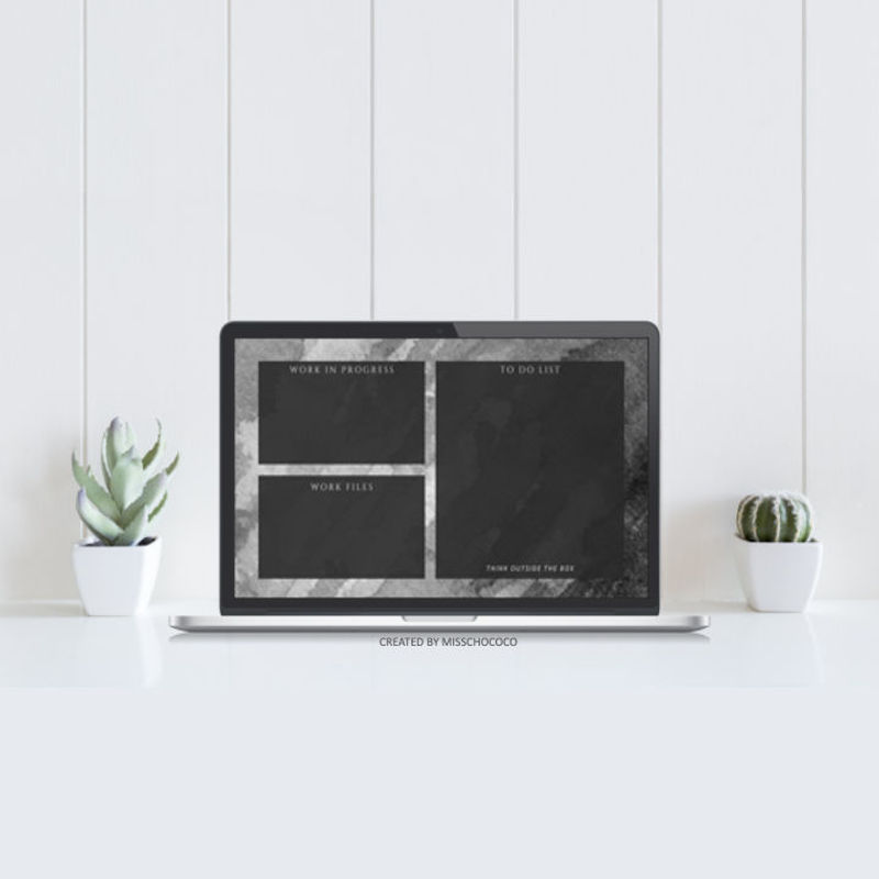 Minimalist Black Desktop Organization Wallpaper