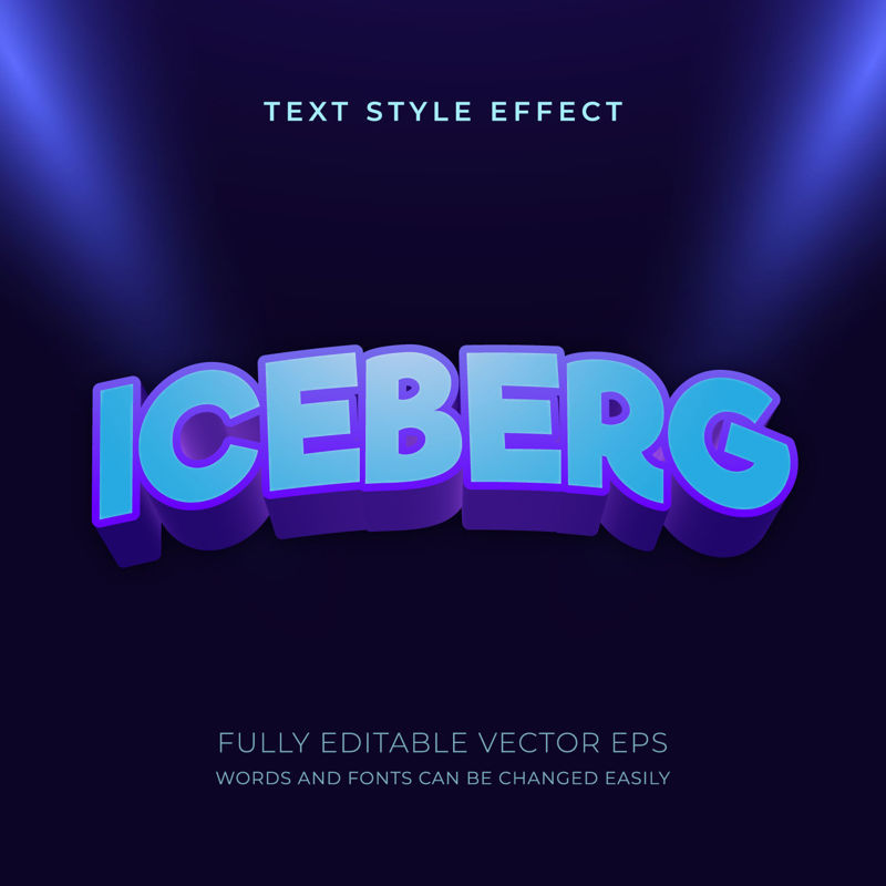 Iceberg cool 3D Editable Text Style Effect