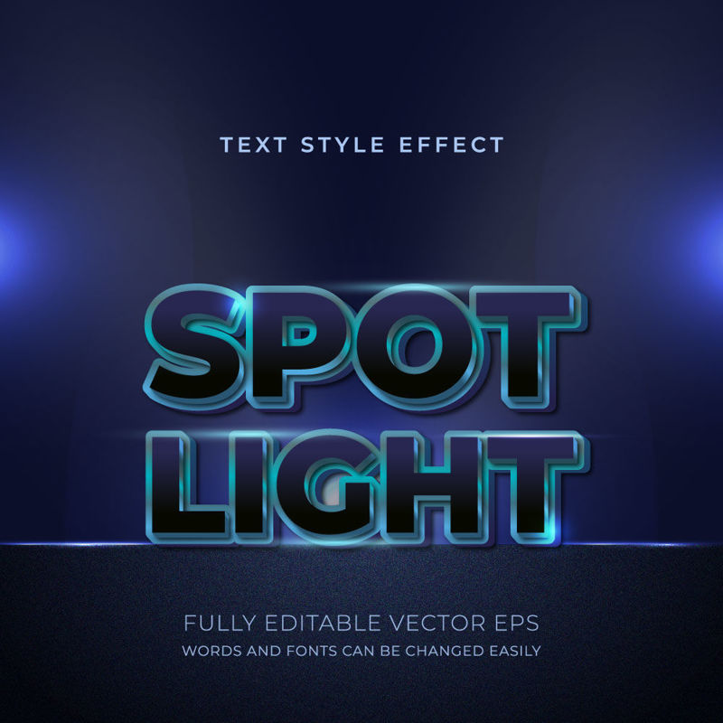 Spotlight Blue Luxury Editable Text Style Effect