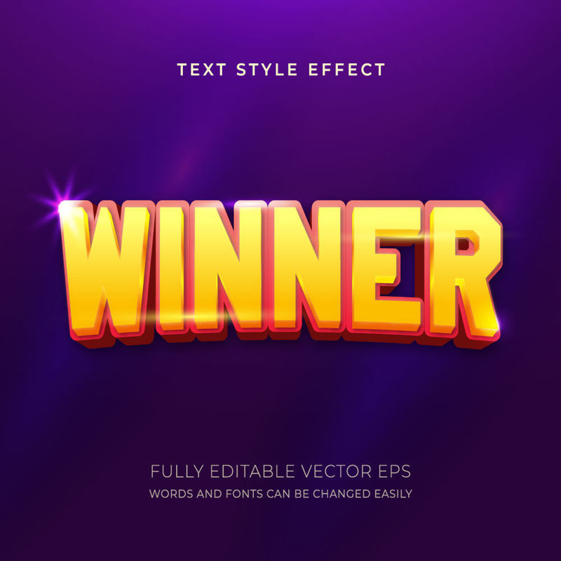 Winner Red and Yellow Editable Text Style Effect
