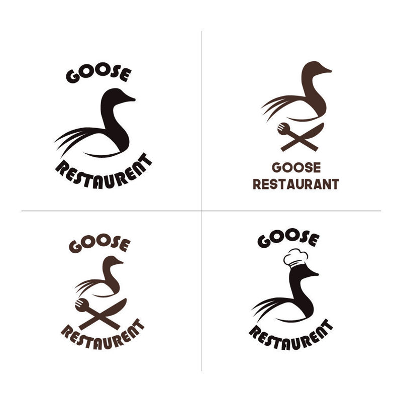 Goose restaurant logo set