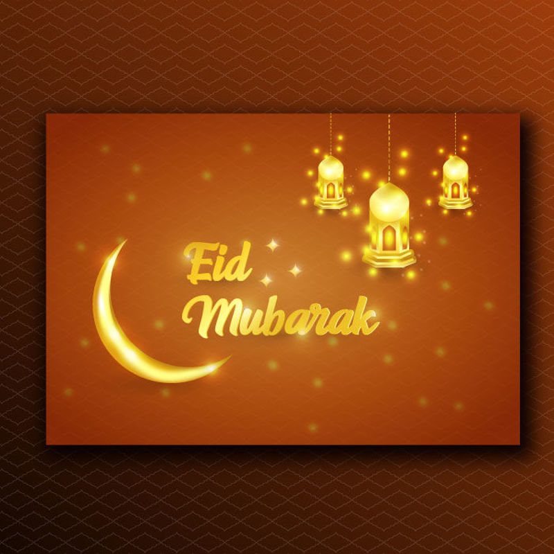 Diseño de fondo de vector dorado festivo de lujo de eid mubarak con velas