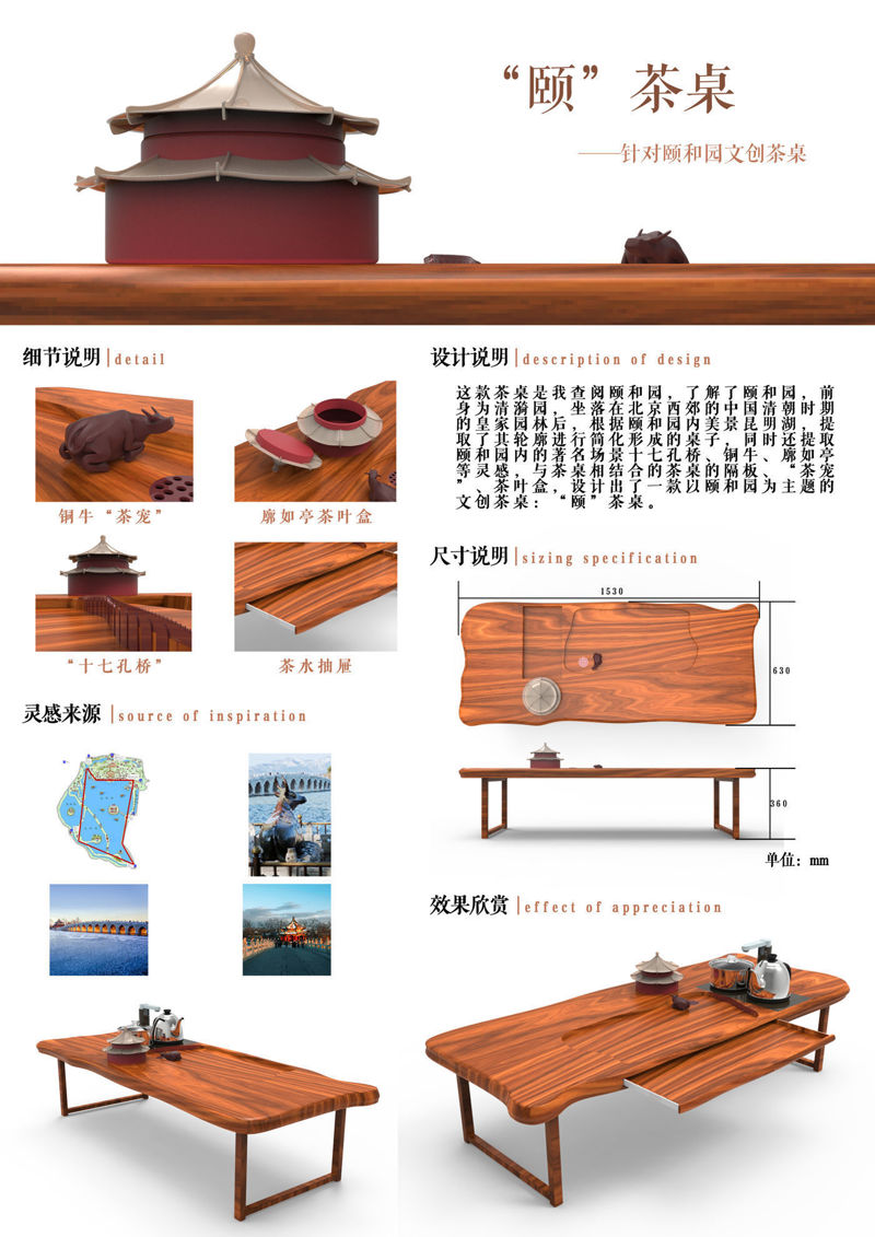 3D Industrial Design Model of Summer Palace Style Tea Table