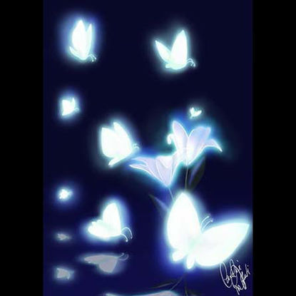 Flowers and butterflies 2d Illustration