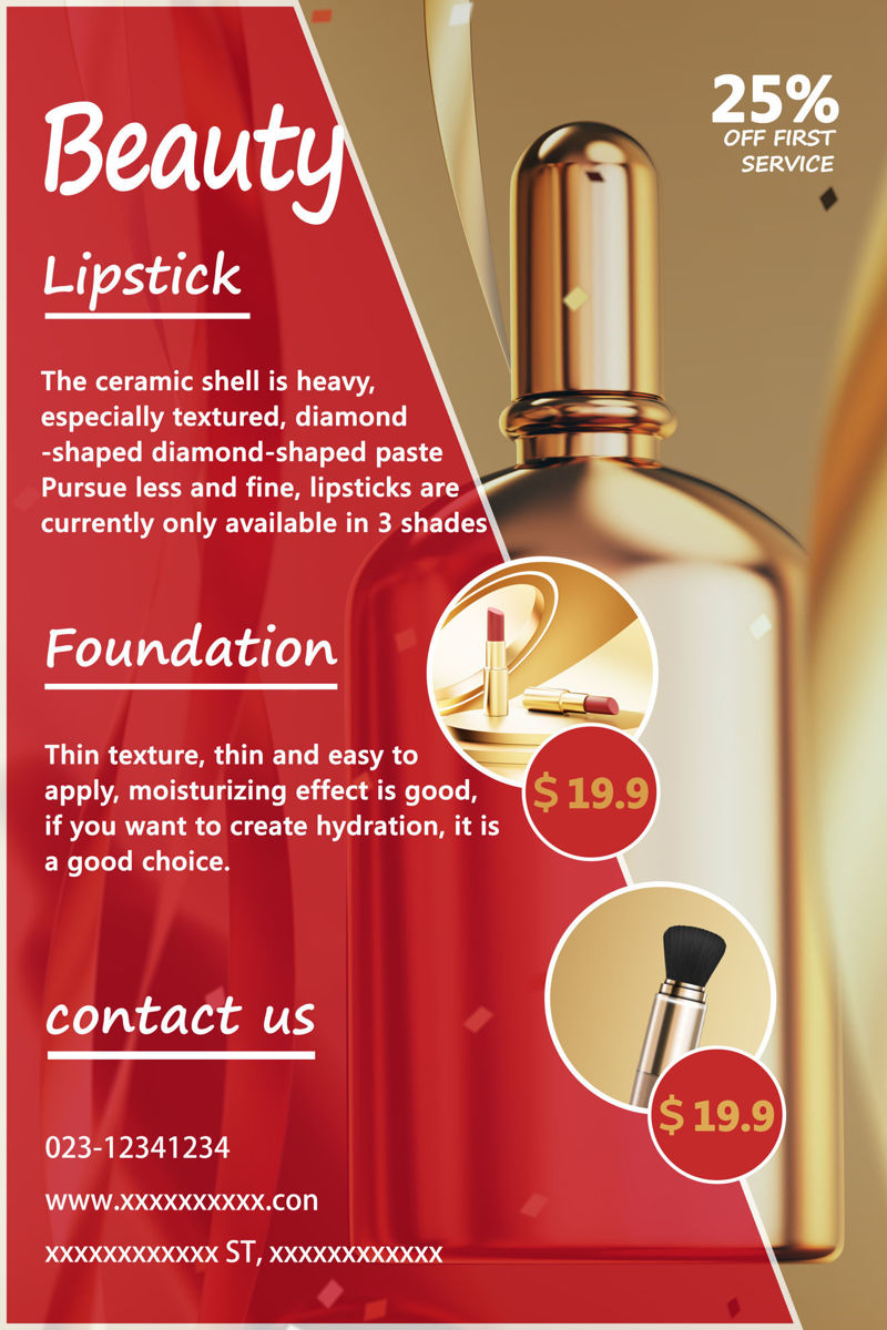 Beauty Poster roșu și auriu Trend