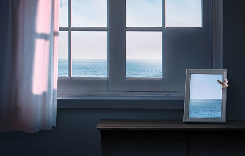 Creative picture of the sea outside the window
