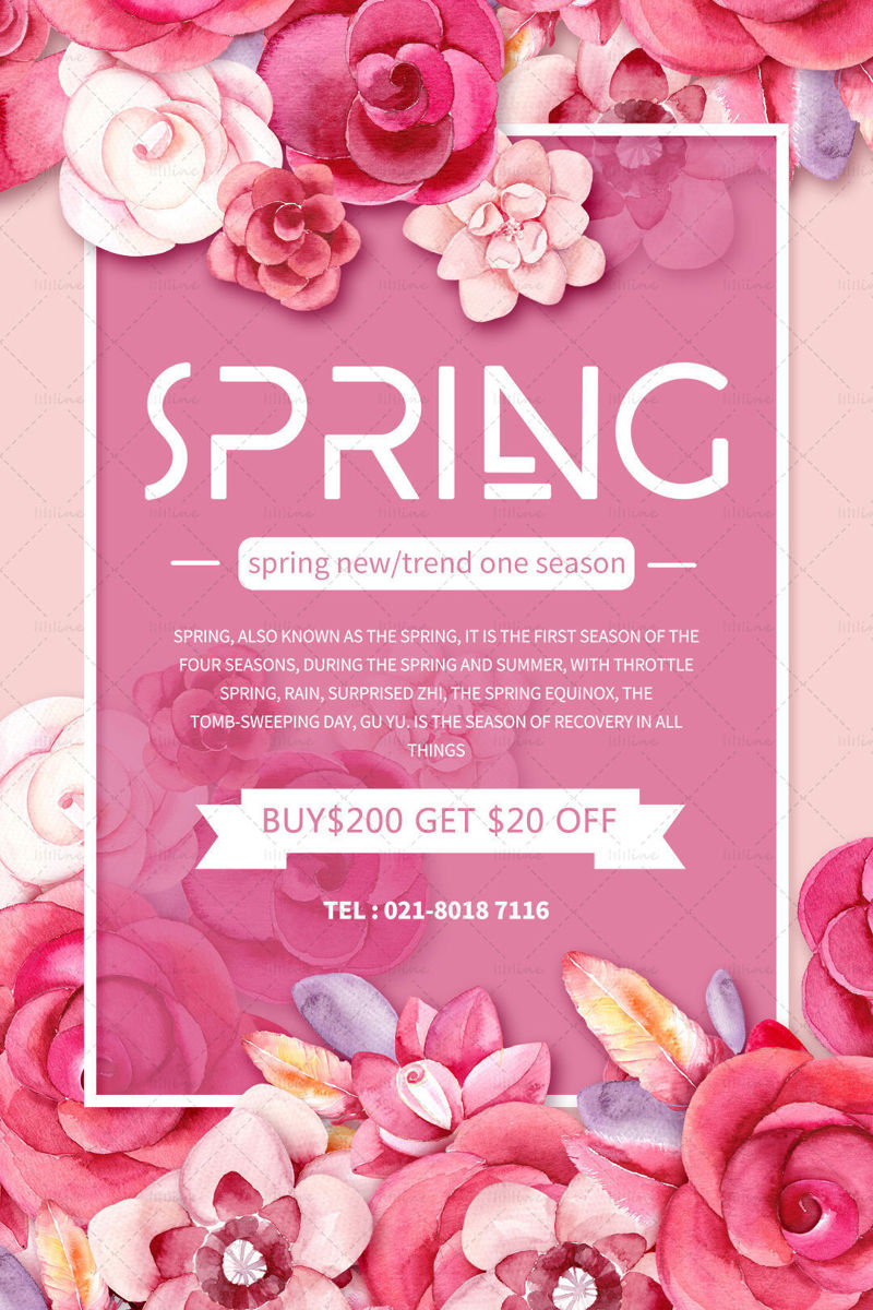 Růžový jarní propagační plakát