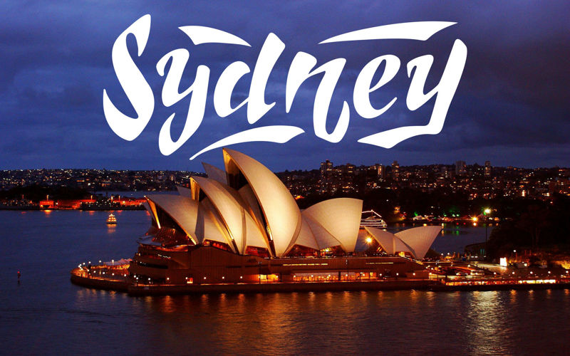 Sydney hand lettering. Digital download. Lettering for printing. Logo for travel agency, booklet, pamphlet, advertising booklet