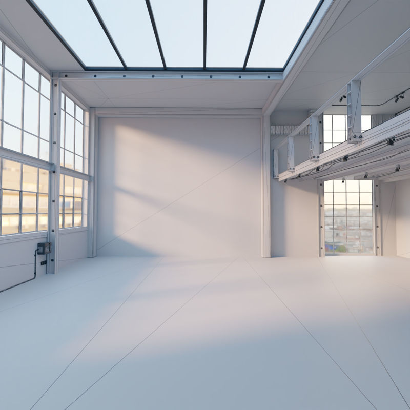 Ipari tetőtér belső jelenet 3d modell