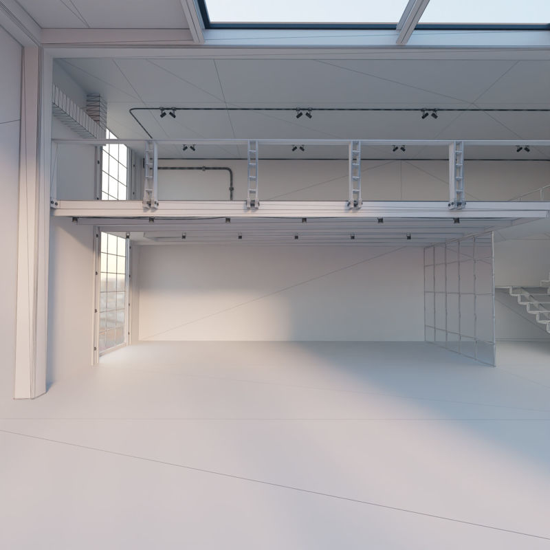 Индустриална сцена на таванско помещение 3D модел