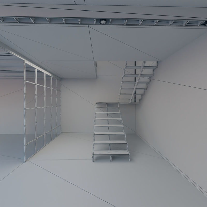 Индустриална сцена на таванско помещение 3D модел