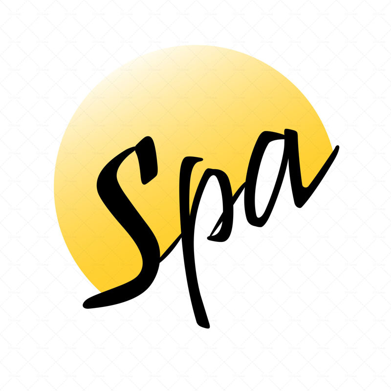 Elegant logo Spa in Chinese style on the yellow sun background