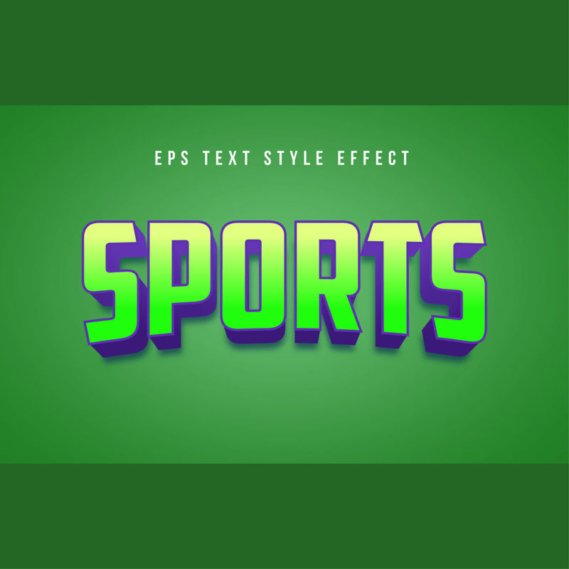 Sportovní zelený efekt 3D upravitelného stylu textu