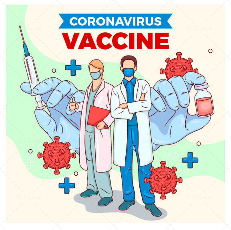 Kreativní ilustrace koronavirové vakcíny