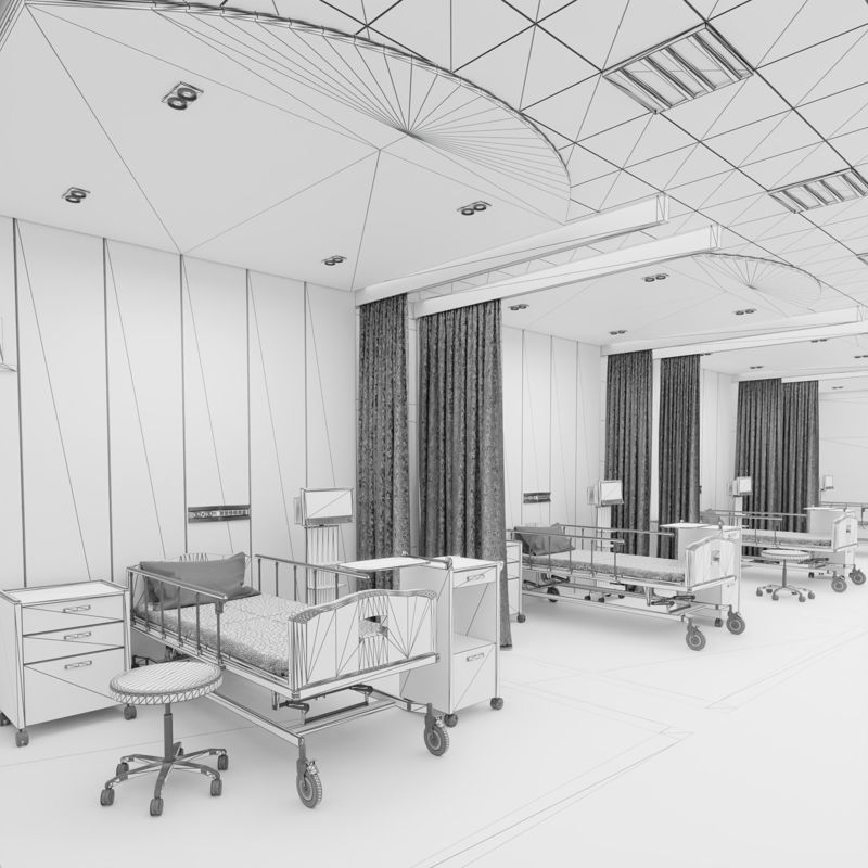 نموذج وحدة العناية المركزة للمستشفى ثلاثي الأبعاد