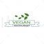 Vector logo Vegan for the restaurant with green leaves on the white background